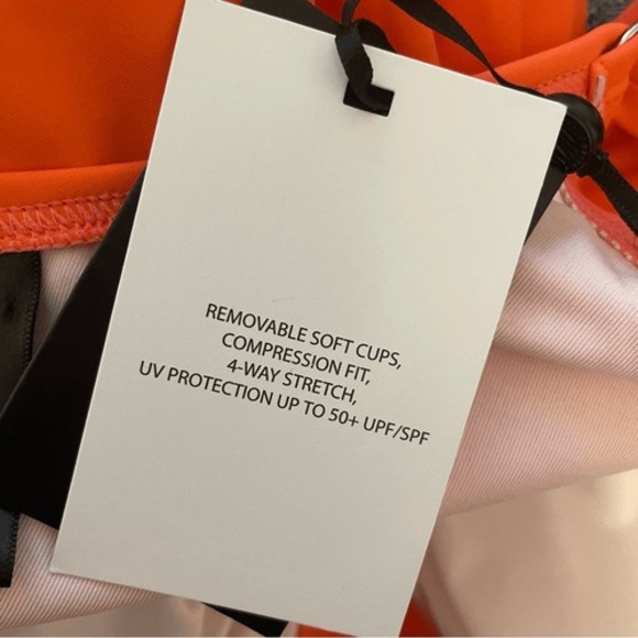 DKNY Womens Orange Ruffle V-Neck Ruched One Piece Swimsuit Size 10 NEW - Picture 6 of 6